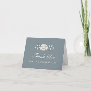 Staubblaues Vintage-Blumenmuster Dankeskarte