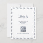 Staubblaues Vintage-Monogramm-QR-Code-Hochzeit RSVP Karte (Rückseite)