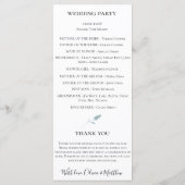 Staubblaues Wasserfarben-Blumen-Hochzeitsprogramm Programm (Rückseite)