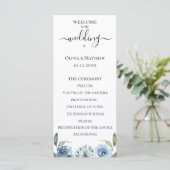 Staubblaues Wasserfarben-Blumen-Hochzeitsprogramm Programm (Stehend Vorderseite)