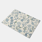 Staubblaues Wildblumenwiesen-Blumenmuster Fußmatte (Schrägansicht)