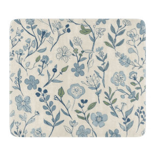 Staubblaues Wildblumenwiesen-Blumenmuster Schneidebrett