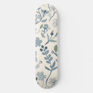Staubblaues Wildblumenwiesen-Blumenmuster Skateboard