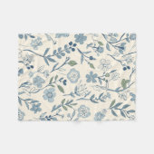 Staubblaues Wildblumenwiesen-Botanikmuster Fleecedecke (Vorderseite (Horizontal))