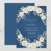 Staubblaues Winterhochzeitdesign Einladung (Vorne/Hinten)