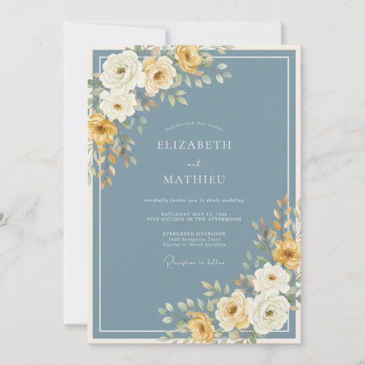 Staubblaues Winterhochzeitdesign Einladung (Vorderseite)