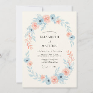 Staubblaues zartes Wiesenhochzeit Einladung