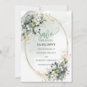 Staubgrün Botanical Gold Save The Date (Vorderseite)