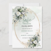 Staubgrün Botanisches Grün Gold Save The Date (Vorderseite)