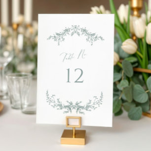 Staubgrüne Cottage-Hochzeit Tischnummer-Karten-Sch Tischnummer