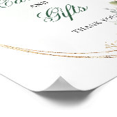 Staubgrüne Laubkarten und Geschenke-Tischschild Poster (Ecke)