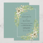 Staubgrüne Teeblatt-Hochzeit Einladung (Vorne/Hinten)