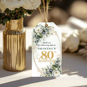Staubgrünes 80. Geburtstags-Botanik-Blatt-Tag Geschenkanhänger