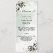 Staubgrünes botanisches Hochzeitsprogramm Programm (Vorderseite)