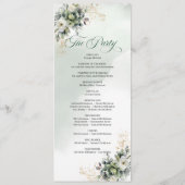 Staubgrünes botanisches Hochzeitsprogramm Programm (Rückseite)