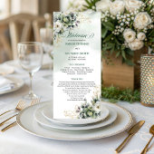 Staubgrünes botanisches Hochzeitsprogramm Programm