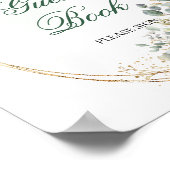 Staubgrünes Eukalyptus-Gästebuch-Tischschild Poster (Ecke)