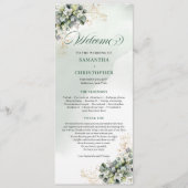 Staubgrünes Eukalyptus-Grünzeug-Hochzeitsprogramm Programm (Vorderseite)