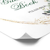 Staubgrünes Laub-Gästebuch-Tischschild Poster (Ecke)