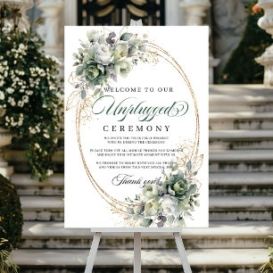 Staubgrünes Laub Unplugged Zeremonie Hochzeit Poster