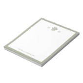 Staubgrünes Lotusblumen-Monogramm Notizblock (Rotiert)