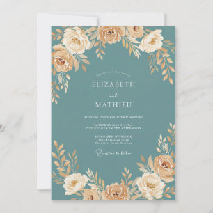Staubgrünes Teeblatt-Hochzeit Einladung