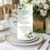 Staubgrünes Wasserfarben-Grün-Hochzeitsprogramm Programm