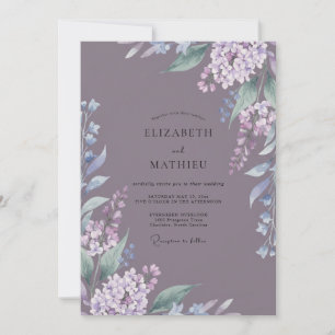 Staubhochzeit in verblasstenem Mauve und Wisteria Einladung
