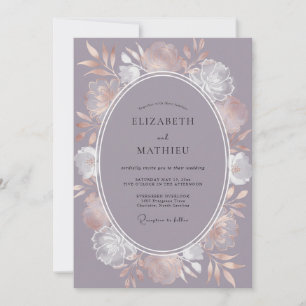 Staubhochzeit in Vintage-Mauve mit Wasserfarben Einladung