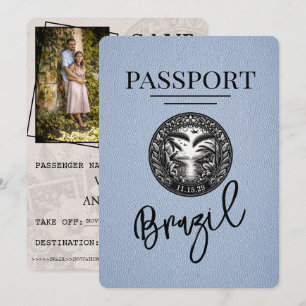 Staubig Blau Brasilien Reisepass Save The Date