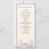 Staubig blaue Boho-Wildblumen-Hochzeitsprogramm (Rückseite)