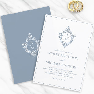 Staubig blaue Crest Monogramm formelle elegante Ho Einladung