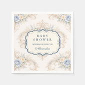 Staubig blaue Rose Barock Baby Shower Serviette (Vorderseite)