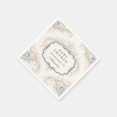 Staubig blaue Rose Barock Baby Shower Serviette (Ecke)