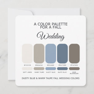 Staubig Blaue Warme Taupe Herbst-Hochzeitspalette Einladung