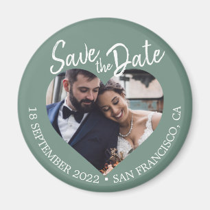 Staubig Grüne Foto Moderne Schrift Save-the-Date-K Magnet