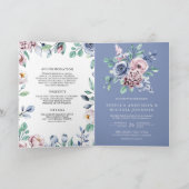 Staubig Immergrün Blau Rosa Florales QR-Code Hochz Einladung (Innenseite)