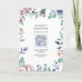 Staubig Immergrün Blau Rosa Florales QR-Code Hochz Einladung (Rückseite)