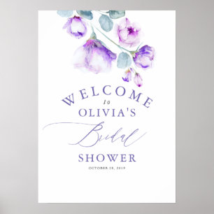 Staubig-lila-blumige elegante Hochzeitsshower-Begr Poster