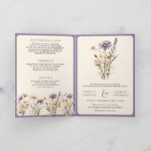 Staubig Lila Boho Wildblumen QR-Code Hochzeit Einladung (Innenseite)