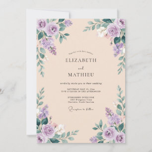 Staubig lila botanisches florales Hochzeit Einladung