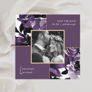 Staubig lila florale Foto Hochzeit Termin merken Save The Date