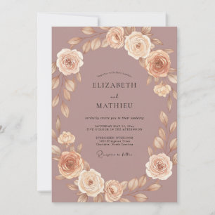 Staubig-lila-Kranz-Hochzeit Einladung