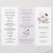 Staubig lila Lavendel Wildblumen Hochzeitsprogramm (Vorderseite)