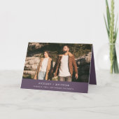 Staubig lila minimaler Bogen Foto QR-Code Hochzeit Einladung (Vorderseite)