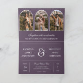 Staubig lila minimaler Bogen Foto QR-Code Hochzeit Einladung (Innenseite)