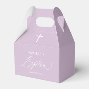 Staubig lila weiße Kreuz Mädchen Tauf Geschenkbox Geschenkschachtel