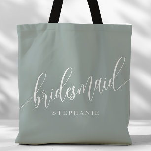 Staubig Sage Brautjungfer Moderne Schrift Tasche
