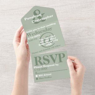 Staubig Sage Moderne Typografie Große Symbole Hoch All In One Einladung