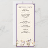 Staubig violette Boho-Wildblumen-Hochzeitsprogramm (Rückseite)